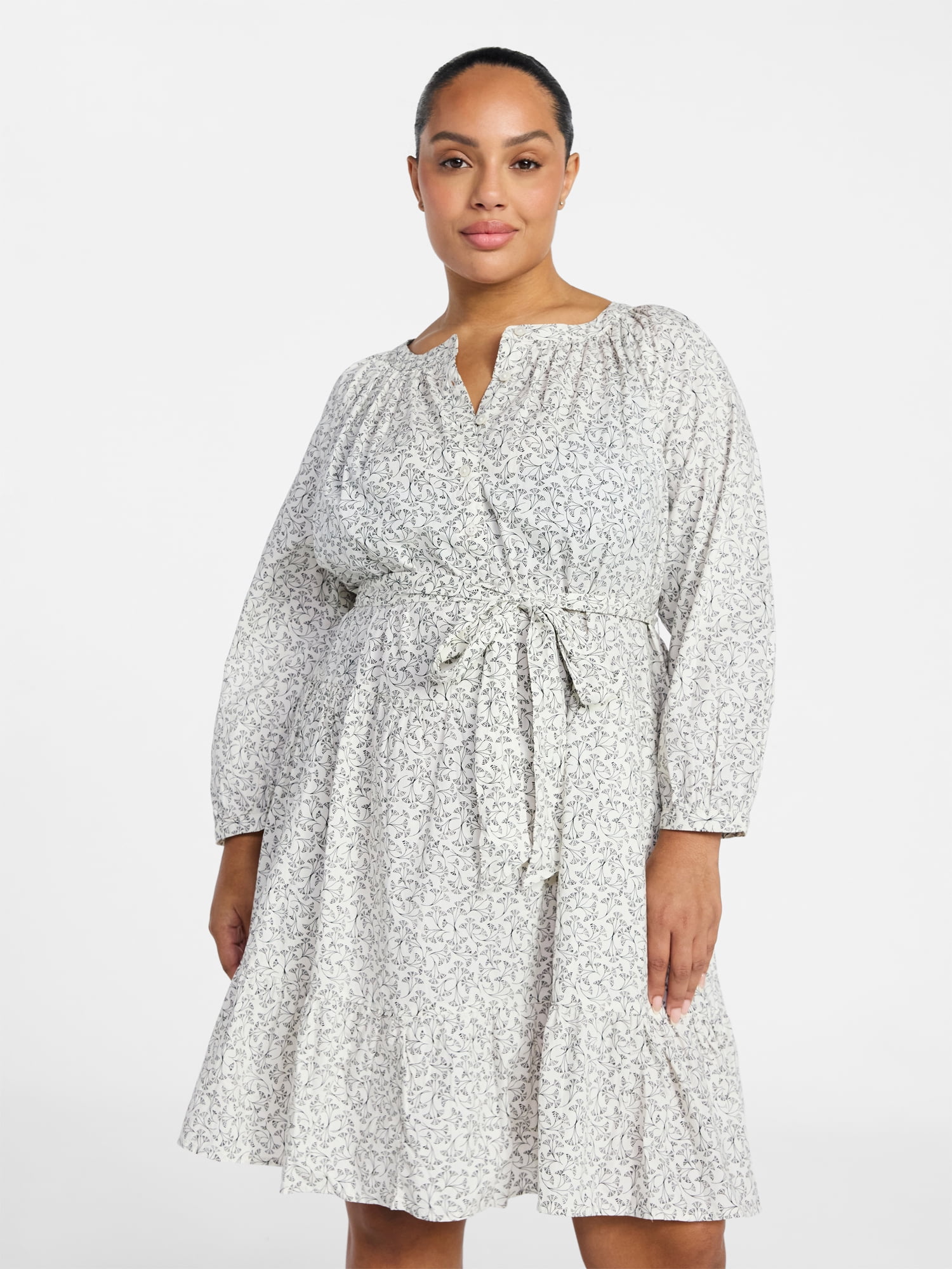 Terra & Sky Women's Plus Size Mini Tiered Shirt Dress, Sizes 0X-4X
