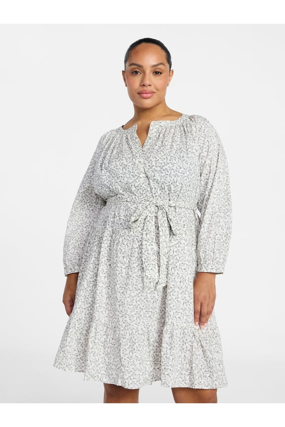 Women's Plus Size Mini Tiered Shirt Dress, Sizes 0X-4X