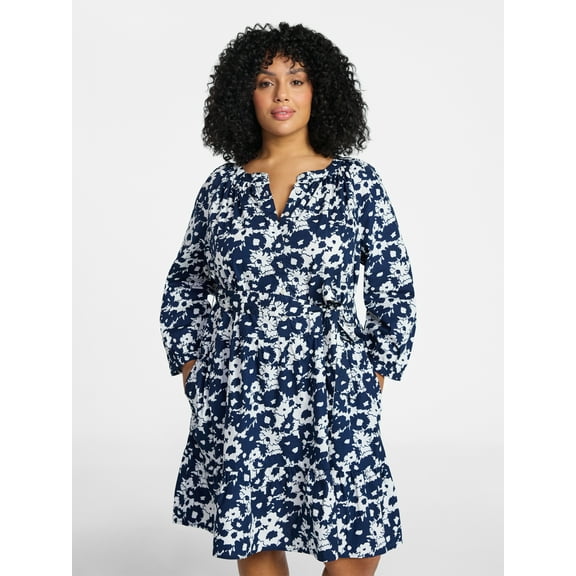 Terra & Sky Women's Plus Size Mini Tiered Shirt Dress, Sizes 0X-5X