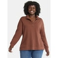 thumbnail image 1 of Terra & Sky Women’s Plus Mixed Media Snap Front, Sizes 0X-5X, 1 of 5