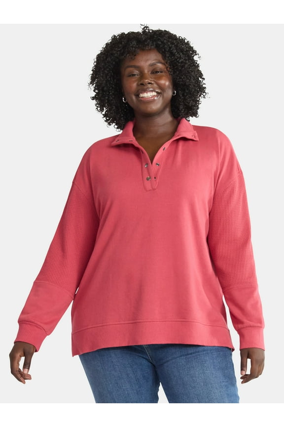 Women’s Plus Mixed Media Snap Front, Sizes 0X-5X
