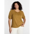 thumbnail image 1 of Terra & Sky Women's Plus Puff Sleeve Top, Sizes 0X-5X, 1 of 5