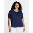 thumbnail image 1 of Terra & Sky Women's Plus Puff Sleeve Top, Sizes 0X-5X, 1 of 5