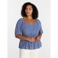 thumbnail image 1 of Terra & Sky Women's Plus Peplum Sweetheart Top, Sizes 0X-5X, 1 of 5