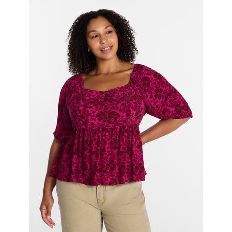 Women's Plus Peplum Sweetheart Top, Sizes 0X-5X