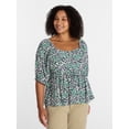 thumbnail image 1 of Terra & Sky Women's Plus Peplum Sweetheart Top, Sizes 0X-5X, 1 of 5