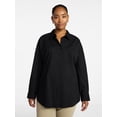 thumbnail image 1 of Terra & Sky Women's Plus Size Poplin Boyfriend Shirt, Sizes 0X-5X, 1 of 5