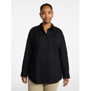 Women's Plus Size Poplin Boyfriend Shirt, Sizes 0X-5X