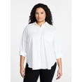 thumbnail image 1 of Terra & Sky Women's Plus Size Poplin Boyfriend Shirt, Sizes 0X-5X, 1 of 5