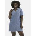 thumbnail image 1 of Terra & Sky Women's Plus Denim Mini Popover Shirt Dress, Sizes 0X-5X, 1 of 5