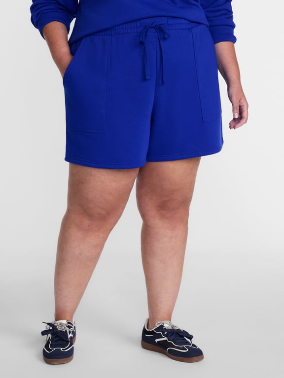 Women's Plus Fleece Drawstring Shorts with Patch Pockets, Sizes 0X-5X