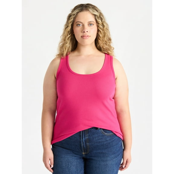 Terra & Sky Women’s Plus Ribbed Tank Top, Sizes 0X-5X