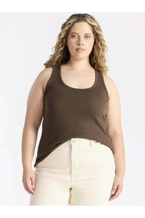 Women’s Plus Ribbed Tank Top, Sizes 0X-5X