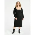 thumbnail image 1 of Terra & Sky Women’s Plus Ribbed Knit Midi Dress with Long Sleeves, Sizes 0X-4X, 1 of 4