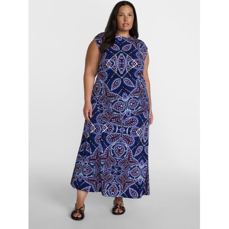 Terra & Sky Women’s Plus Ruched Jersey Tank Dress, Sizes 0X-5X