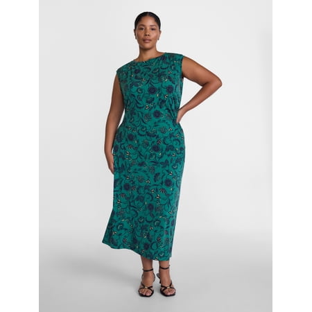 Terra & Sky Women’s Plus Ruched Jersey Tank Dress, Sizes 0X-5X