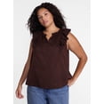 thumbnail image 1 of Terra & Sky Women's Plus Sleeveless Eyelet Ruffled Trim Cotton Tank Top, Sizes 0X-5X, 1 of 5