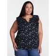 thumbnail image 1 of Terra & Sky Women's Plus Sleeveless Eyelet Ruffled Trim Cotton Tank Top, Sizes 0X-5X, 1 of 5
