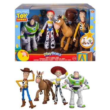 Disney and Pixar Toy Story Woody, Jessie, Bullseye, & Buzz 7 Inch Figures, Andy's Room