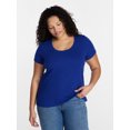 thumbnail image 1 of Terra & Sky Women's Plus Size Scoop Neck Rib Tee with Short Sleeves, Size 0X-5X, 1 of 5