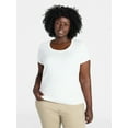 thumbnail image 1 of Terra & Sky Women's Plus Size Scoop Neck Rib Tee with Short Sleeves, Size 0X-5X, 1 of 5