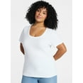 thumbnail image 1 of Terra & Sky Women's Plus Size Scoop Neck Rib Tee with Short Sleeves, Size 0X-5X, 1 of 5