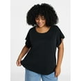 thumbnail image 1 of Terra & Sky Women's Plus Scoop Neck Tunic Tee With Short Sleeves, Sizes 0X-5X, 1 of 5