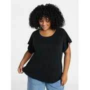 Terra & Sky Women s Plus Scoop Neck Tunic Tee with Short Sleeves, Sizes 0X-5X