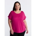 thumbnail image 1 of Terra & Sky Women’s Plus Scoop Neck Tunic Tee with Short Sleeves, Sizes 0X-5X, 1 of 5