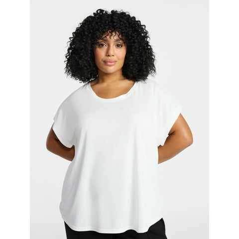Women’s Plus Scoop Neck Tunic Tee with Short Sleeves, Sizes 0X-5X