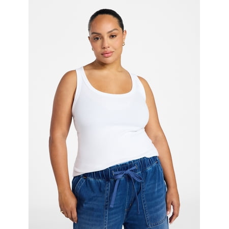 Terra & Sky Women's Plus Scoop Neck Rib Tank, Sizes 0X-5X