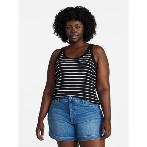 Women's Plus Sleeveless Ribbed Scoop Neck Tank Top, Sizes 0X-5X