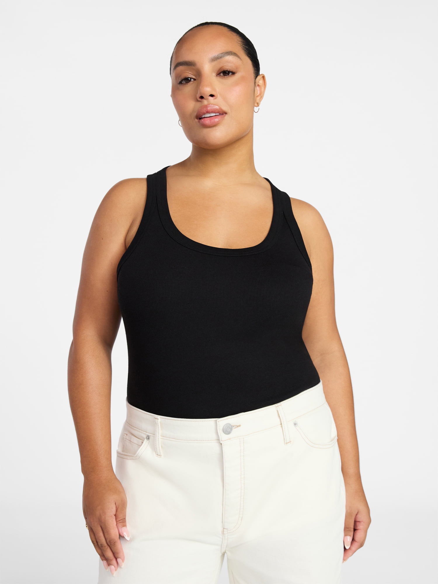 Women's Plus Scoop Neck Ribbed Tank, Sizes 0X-5X
