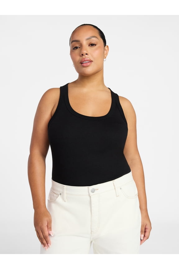 Women's Plus Size Scoop Neck Rib Tank Top, Size 0X-5X