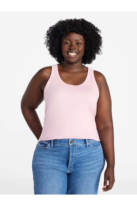 Women's Plus Size Scoop Neck Rib Tank Top, Size 0X-5X