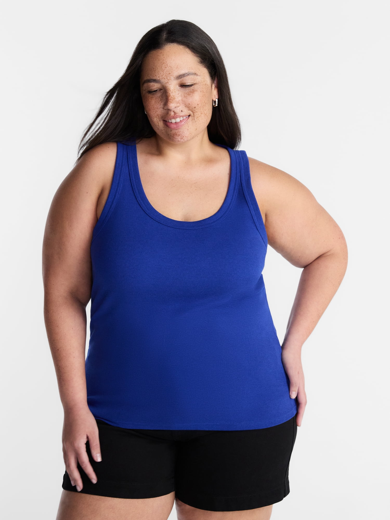 Terra & Sky Women's Plus Sleeveless Ribbed Scoop Neck Tank Top, Sizes 0X-5X
