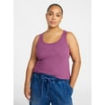thumbnail image 1 of Terra & Sky Women's Plus Size Scoop Neck Rib Tank Top, Size 0X-5X, 1 of 5