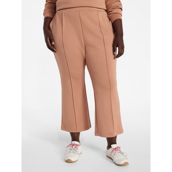 Terra & Sky Women's Plus Size Scuba Knit Kick Flare Pants, Sizes 0X-5X
