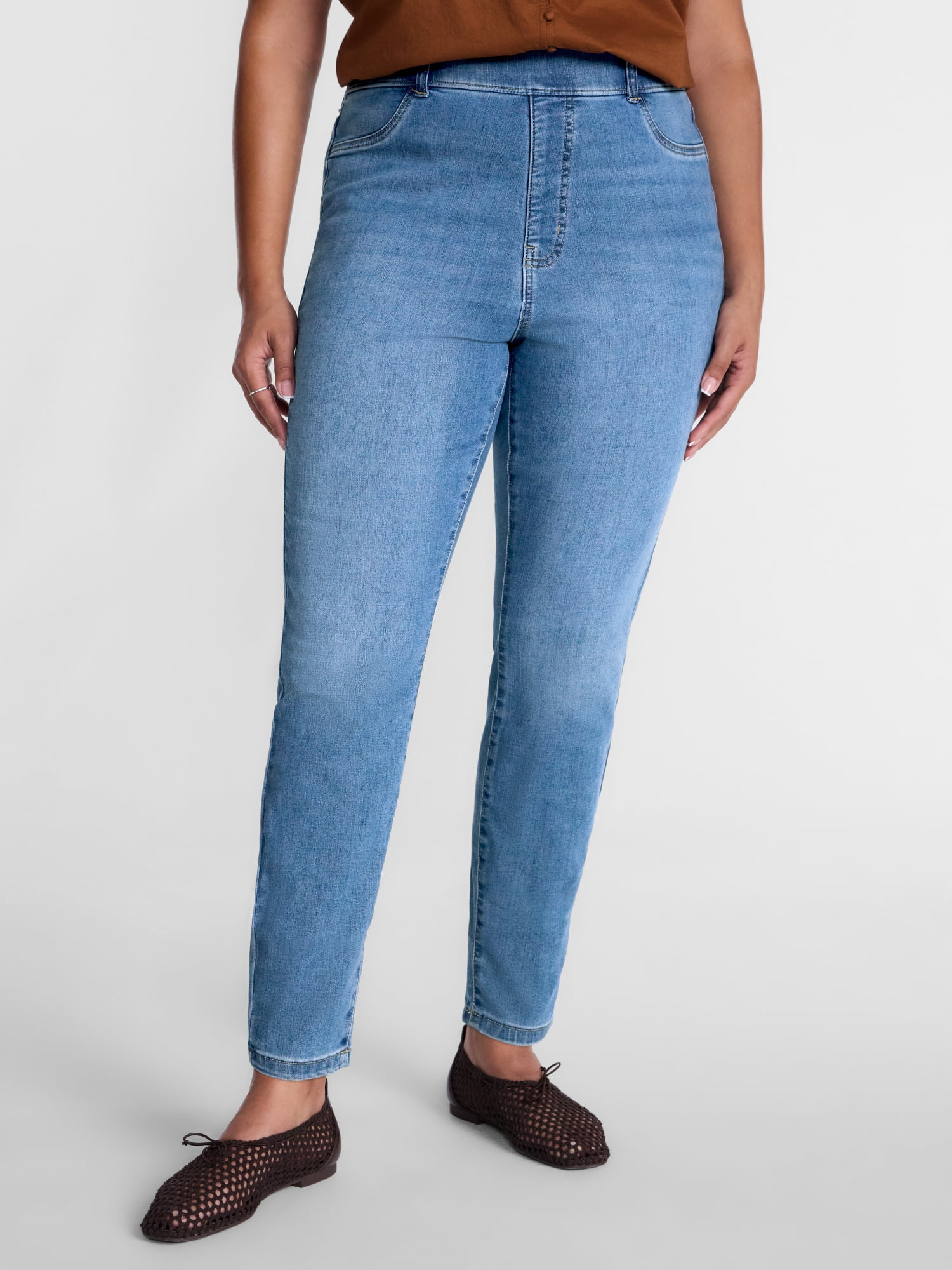 Terra & Sky Women's Plus Signature Mid Rise Pull On Skinny Jeggings, Sizes 0X-5X