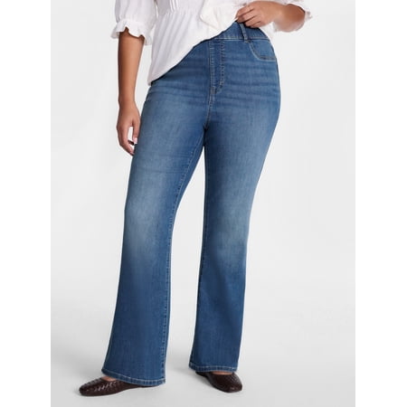 Terra & Sky Women's Plus Signature High Rise Bootcut Jeggings With Faux Pocket Detailing, Sizes 0X-5X