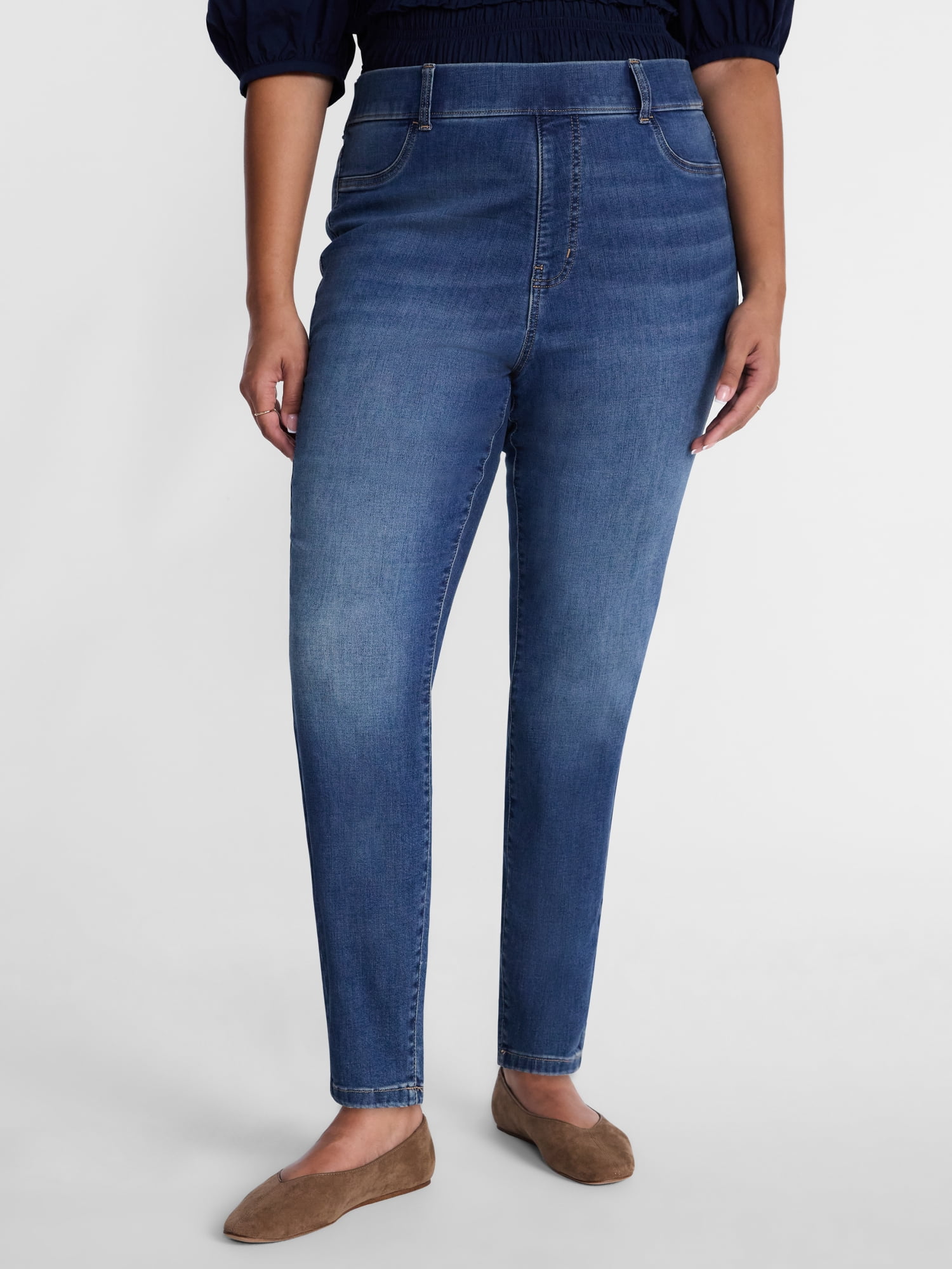 Terra & Sky Women's Plus Signature Mid Rise Pull On Skinny Jeggings, Sizes 0X-5X