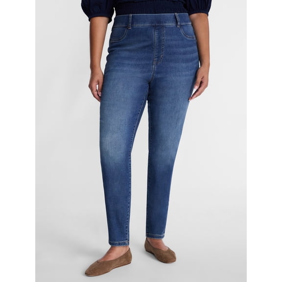 Terra & Sky Women's Plus Signature Mid Rise Pull On Skinny Jeggings, Sizes 0X-5X