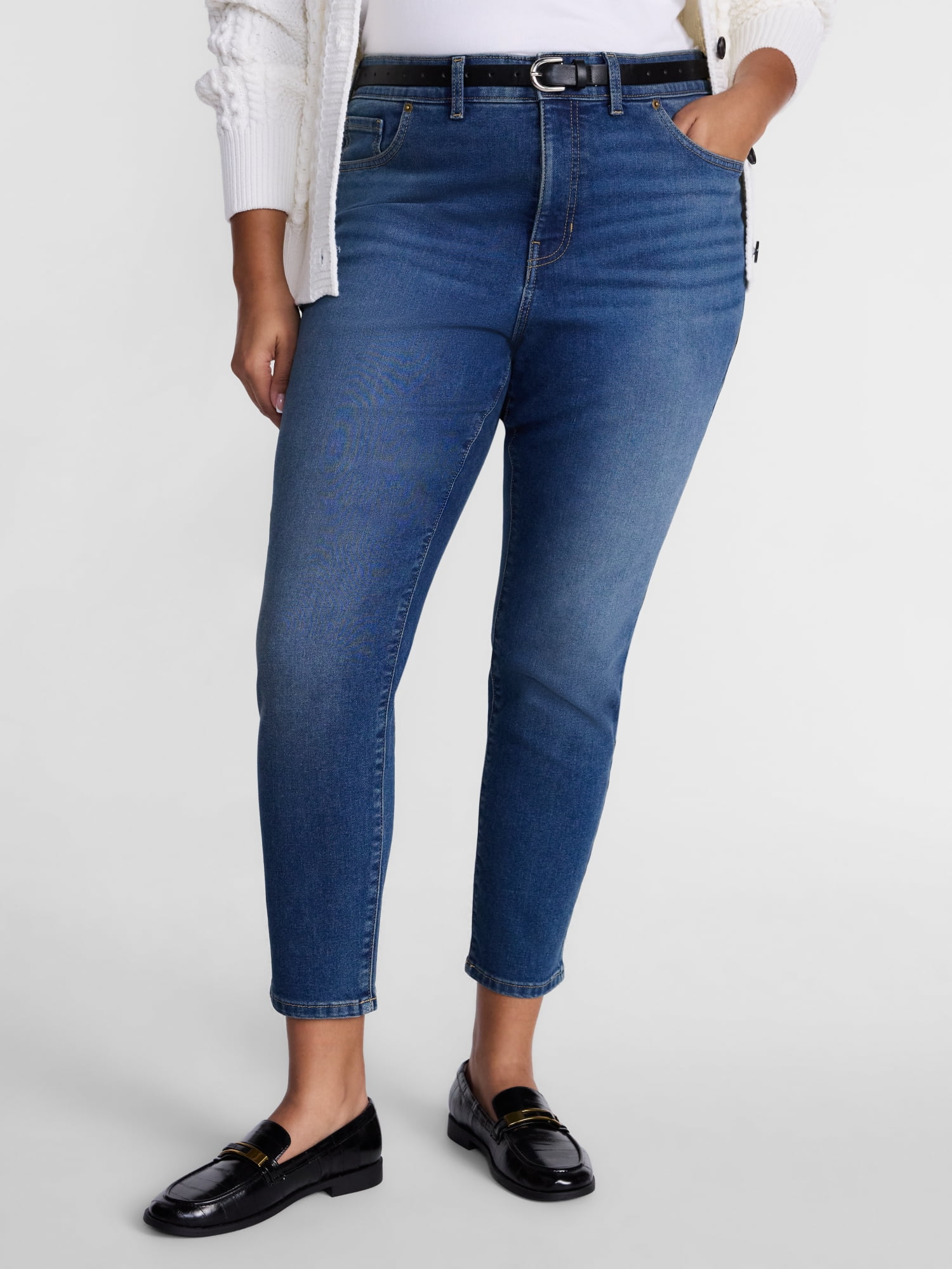 Terra & Sky Women's Plus Signature High Rise Skinny Jeans, 30" Inseam, Sizes 16W-26W