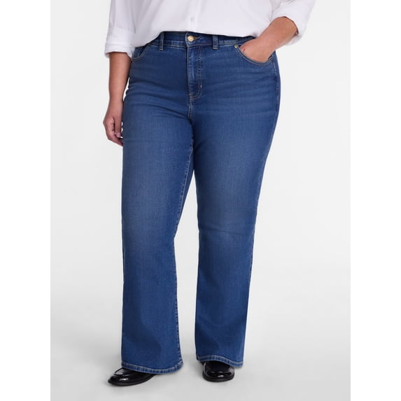 Terra & Sky Women's Plus Signature Mid Rise Bootcut Jeans, 30” Inseam, Sizes 16W-26W
