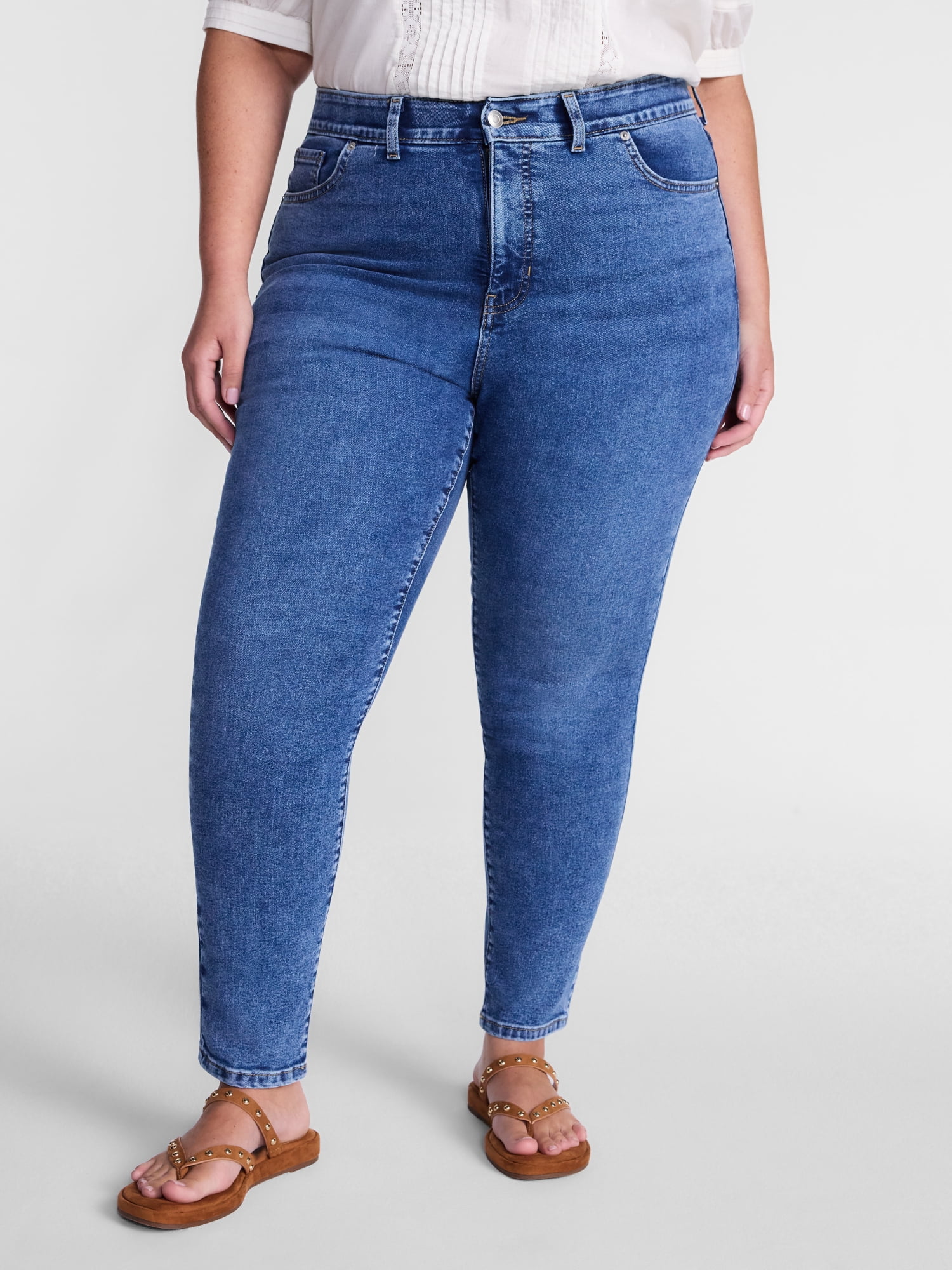 Terra & Sky Women's Plus Signature High Rise Skinny Jeans, 30" Inseam, Sizes 16W-26W