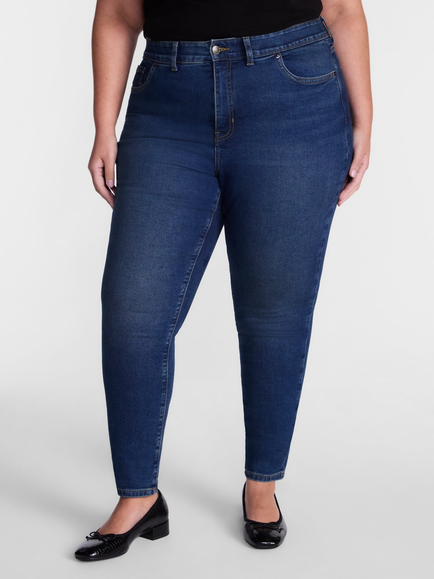 Terra & Sky Women's Plus Signature High Rise Skinny Jeans, 30" Inseam, Sizes 16W-26W