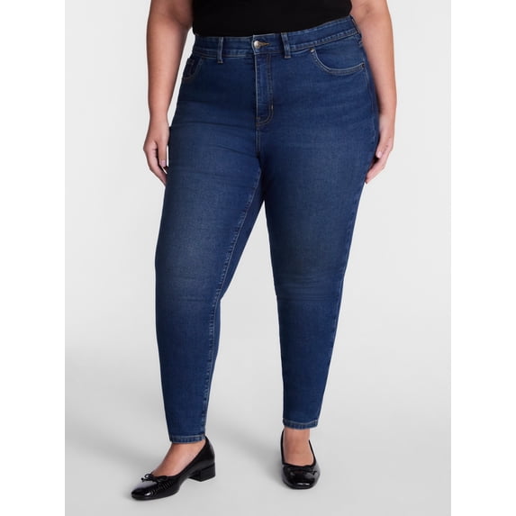Terra & Sky Women's Plus Signature High Rise Skinny Jeans, 30" Inseam, Sizes 16W-26W