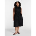 thumbnail image 1 of Terra & Sky Women's Plus Sleeveless Midi Shirt Dress, Sizes 0X-5X, 1 of 4