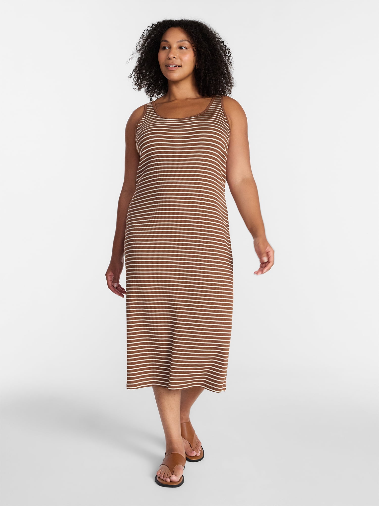 Women's Plus Sleeveless Ribbed Mini Dress , Sizes 0X-5X