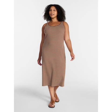 Women's Plus Sleeveless Ribbed Mini Dress , Sizes 0X-5X
